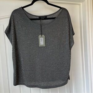 All Saints Gray Studded Short Sleeve Top Women’s size 6 Helene Sparkle Tee NWT